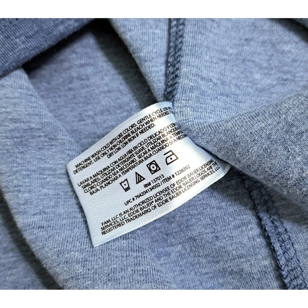 Eddie Bauer Men's Large Mixed Media Zip Pullover Blue Fleece Sweater Trail